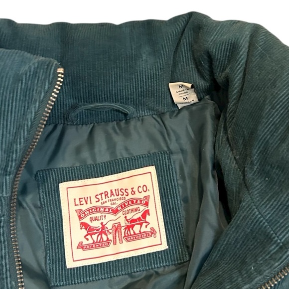 Levi's Women's Zoe Corduroy Puffer Jacket - Teal- Size Medium - Picture 11 of 14